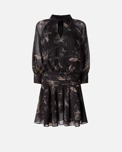 PINKO SHORT FLORAL-PRINT COUPÉ FIL DRESS