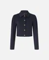 Pinko Short Full Milano-knit Technical Fabric Jacket In Black