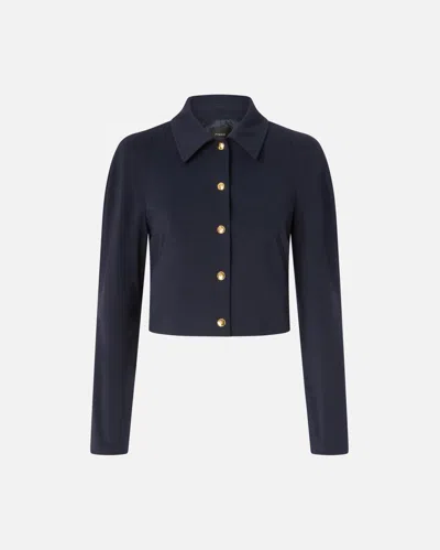 Pinko Short Full Milano-knit Technical Fabric Jacket In Black