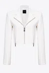 Pinko Crepe Cropped Biker Jacket In Lily White