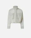 Pinko Short Jacket In Technical Organza-effect Fabric In Gris Perle