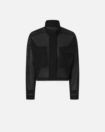Pinko Short Jacket In Technical Organza-effect Fabric In Black