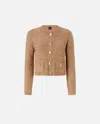 Pinko Short Jacket With Sequins And Breast Pockets In Beige - Chanterelle