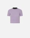 Pinko Short Jersey With Contrasting Profile In Rose/gris Chiné