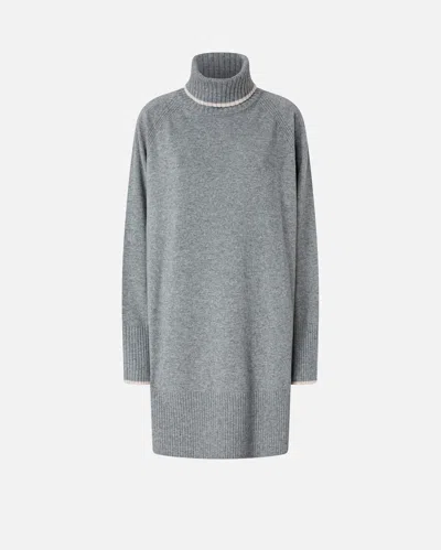 Pinko Short Knit Dress With High Neck In Gray