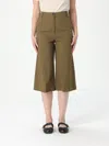 Pinko Buttoned Wide-leg Linen Bermuda Shorts In Military