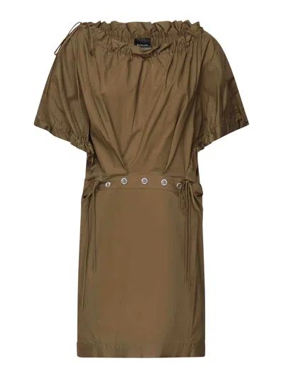 Pinko Short Poplin Tunic Dress In Brown