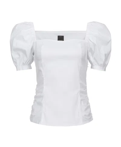 Pinko Short Puff-sleeve Blouse In White