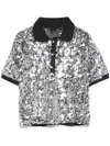 Pinko Polo Sweater With Semi-transparent Sequins In Black