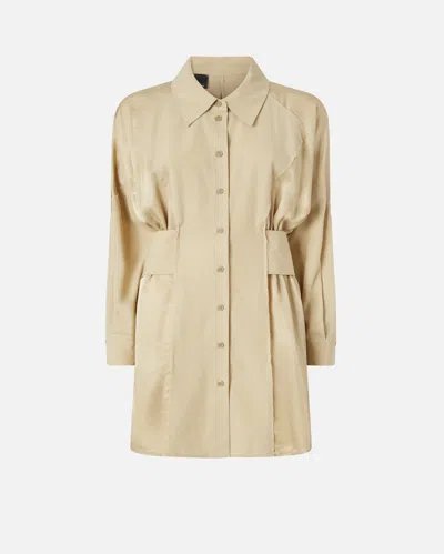Pinko Short Shirt Dress In Habotai And Cotton In Nude