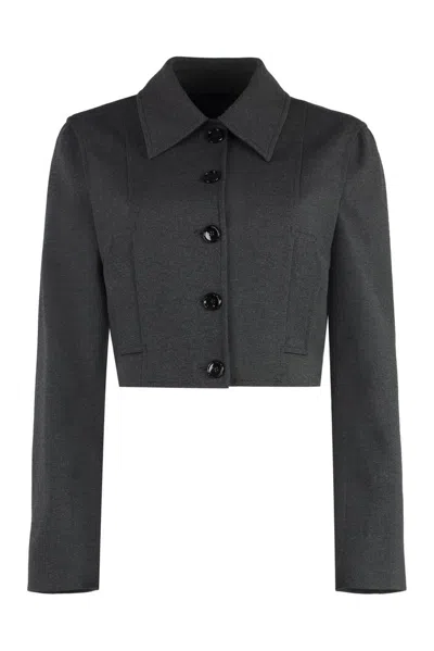 Pinko Short Single-breasted Jacket With Fabric Stitch In Black