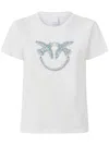 Pinko Short Sleeve Cotton Jersey T-shirt With Love Birds Logo In Bianco-biancaneve