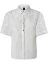Pinko Chemise De Bowling En Coton À Rayures Verticales In White