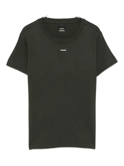 Pinko Short-sleeve Cotton Top In Black