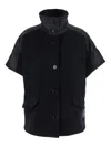Pinko Short-sleeved Stand-up Collar Jacket In Black