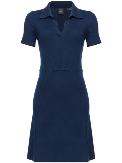 Pinko Short-sleeve Knitted Dress In Blue