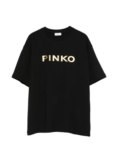 Pinko Kids' Short-sleeve Logo T-shirt In Black