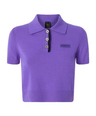 Pinko Short-sleeve Polo Top In Purple