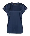 Pinko Short-sleeve Silk Blouse In Blue