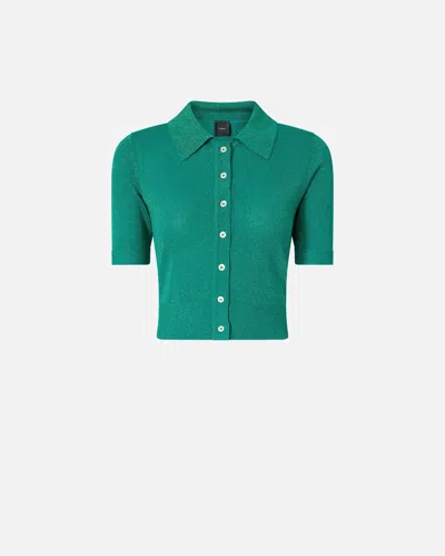 Pinko Short-sleeved Cardigan With Collar - L In Green