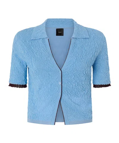 Pinko Short-sleeved Knitted Cardigan In Blue