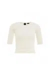 Pinko Short-sleeved Knitted Sweater In Neutral