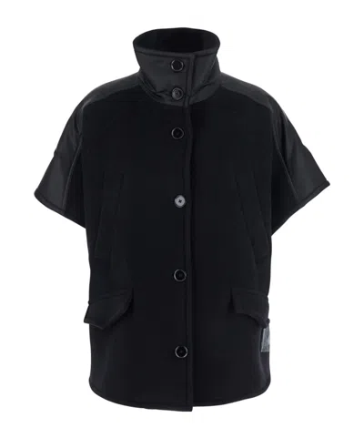 Pinko Short-sleeved Stand-up Collar Jacket In Black