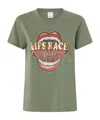 Pinko Lips Race Mouth Print T-shirt In Green