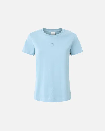 Pinko Short-sleeved T-shirt With Embroidered Logo In Air Blue