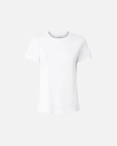 Pinko Short-sleeved T-shirt With Embroidered Logo In Bright White