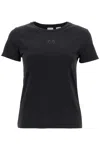 Pinko Logo Embroidered Short-sleeved T-shirt In Nero Limousine (black)