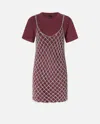 Pinko Layered Midi Dress In Bordeaux/argento