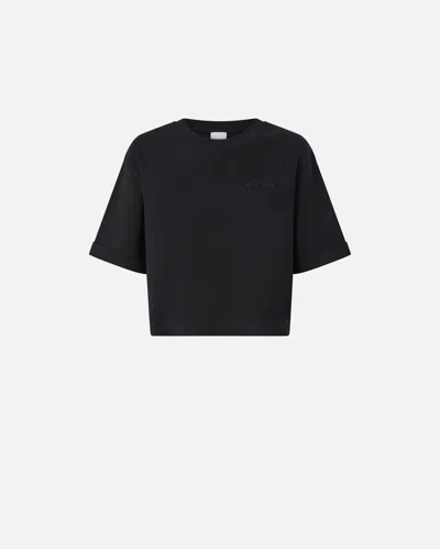 PINKO CROPPED T-SHIRT WITH EMBROIDERED LOGO