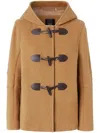 Pinko Short Duffle Coat With Toggles In Braun