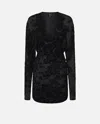 Pinko Mini Dress With Textured Floral Pattern In Black
