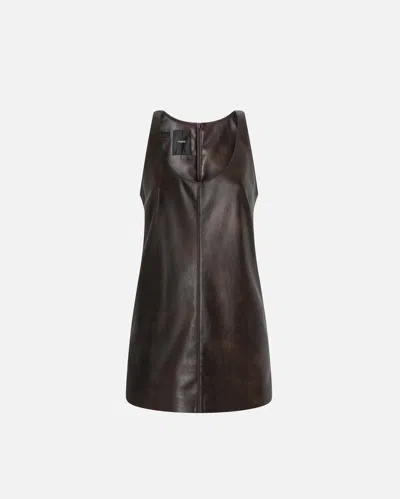 PINKO LEATHER-EFFECT MINI TUNIC DRESS