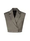 Pinko Short Vest With Lapels And Elastic In Brown
