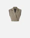 Pinko Short Vest With Lapels And Elastic In Marron Basané
