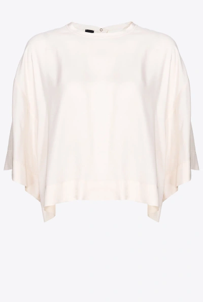 Pinko Short Viscose Twill Blouse In Solid Pink