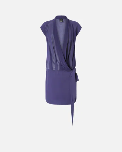 Pinko - Short Wrap Dress With Sheer Details - 36 In Blue