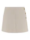 Pinko Wrap-style High-waisted Tweed Miniskirt With Gold-tone Buttons In Neutral