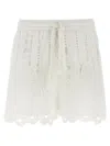 Pinko White Lace Design Serenata Rap Shorts