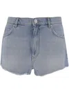Pinko Blue Cotton Blend Denim Shorts