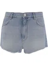 Pinko Blue Cotton Blend Denim Shorts