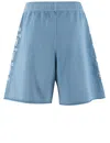 Pinko Light Blue Shorts With Elastic Waist And Logo Print On The Legs In Cotton Woman In Azzurro