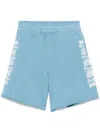 Pinko Light Blue Shorts With Elastic Waist And Logo Print On The Legs In Cotton Woman In Blue