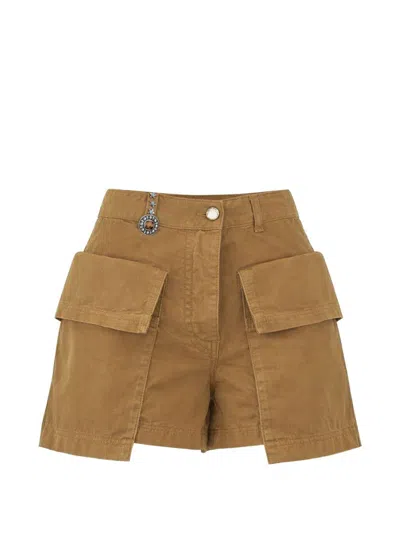 Pinko Shorts Campobasso In Cotone Marrone Con Tasche  In Brown