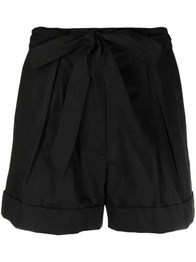 Pinko Tied-waist Poplin Mini Shorts In Nero