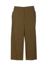 Pinko Buttoned Wide-leg Linen Bermuda Shorts In Green