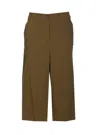 Pinko Buttoned Wide-leg Linen Bermuda Shorts In Green